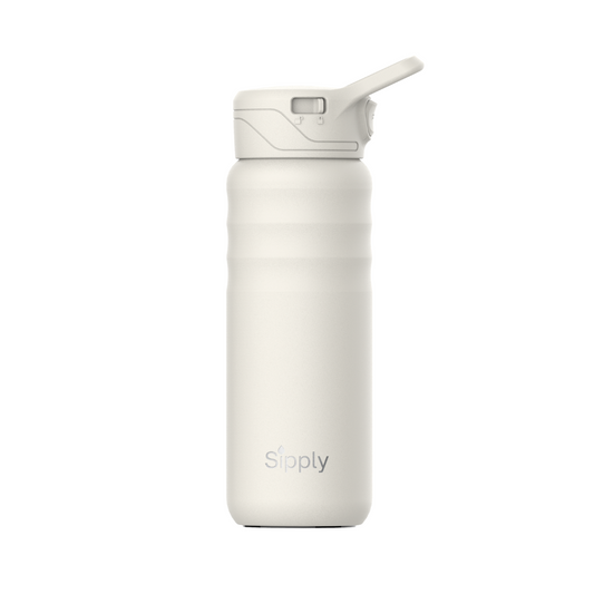 Sipply RVS waterfles 700ml wit met rietjesdop en draaglus
